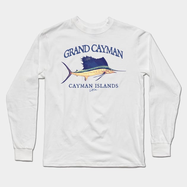 Grand Cayman, Cayman Islands, Vintage Sailfish Long Sleeve T-Shirt by jcombs